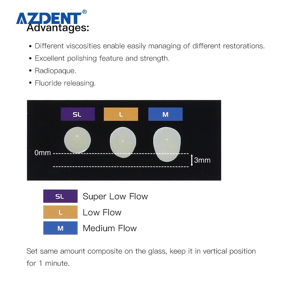 DENTEX Dental Flowable Light Cure Composite Resin Medium Flow A2 Shade