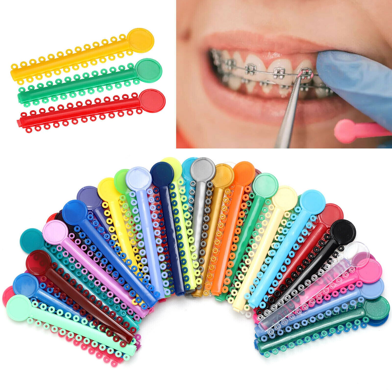 1040Pcs Dental Orthodontic Elastic Ligature Ties Rubber Bands for Brackets Brace