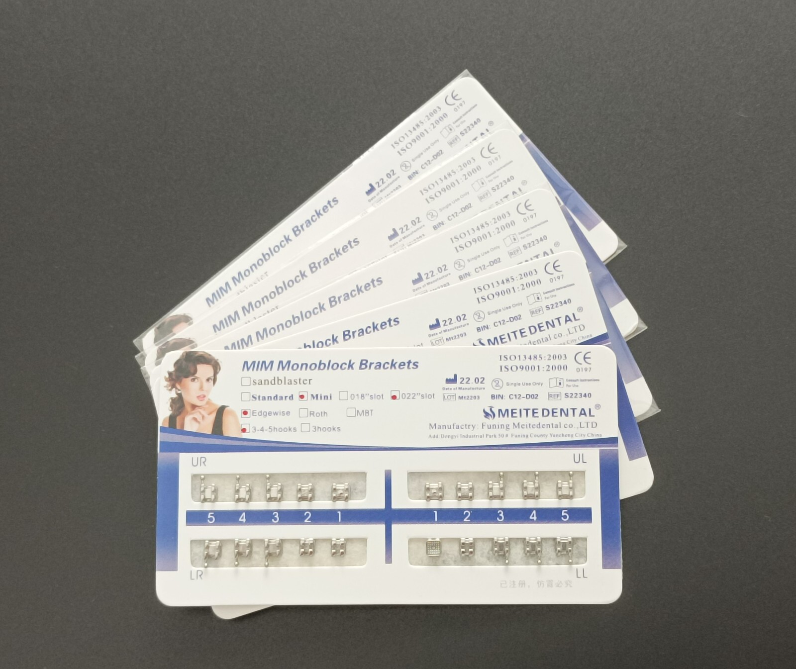 50x Dental Orthodontic MIM Monoblock Brackets Mini Edgewise 022 345 hk Mesh Base