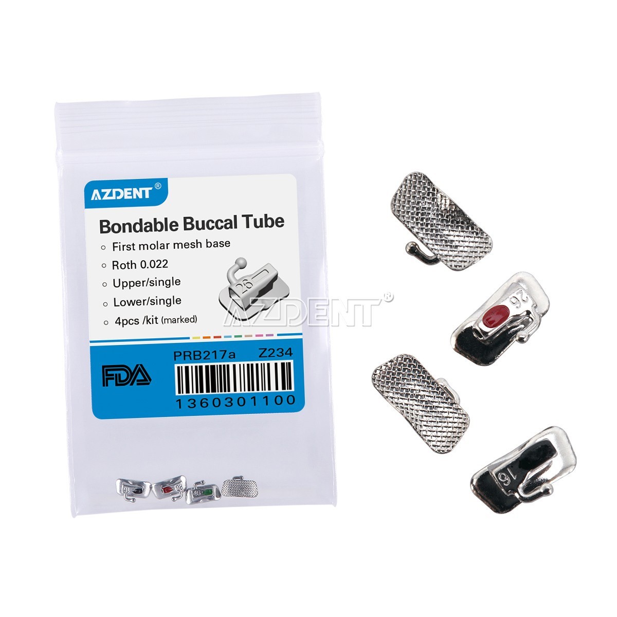 Tubos bucales de ortodoncia dental 1st Roth.022″ marca láser molar adhesiva
