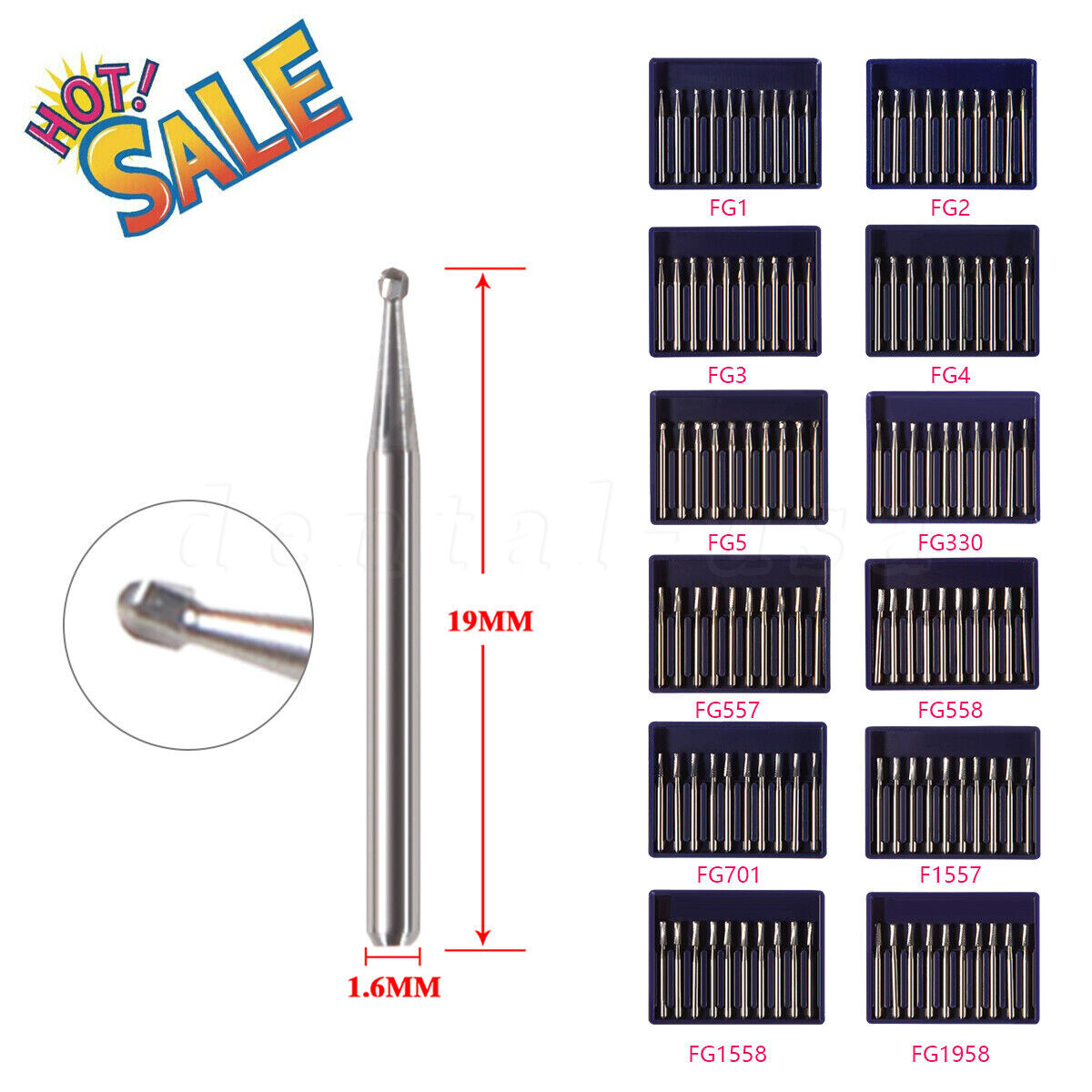 10-100pcs Dental Carbide Steel Bur Drills Dentist Tools for High Speed Handpiece