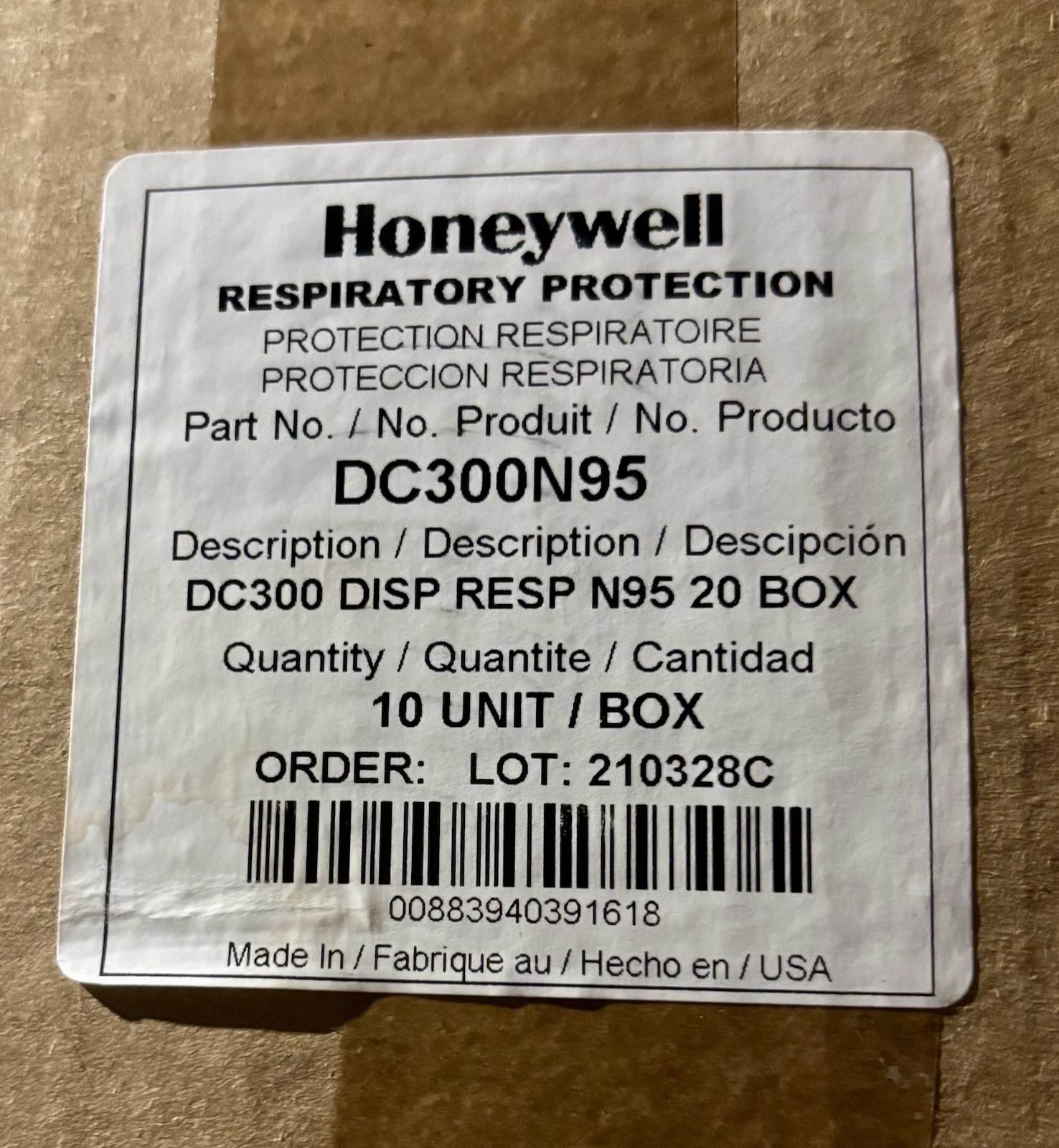 200 Pack Honeywell DC300N95 Respirator Particulate Masks N95 NIOSH Approved
