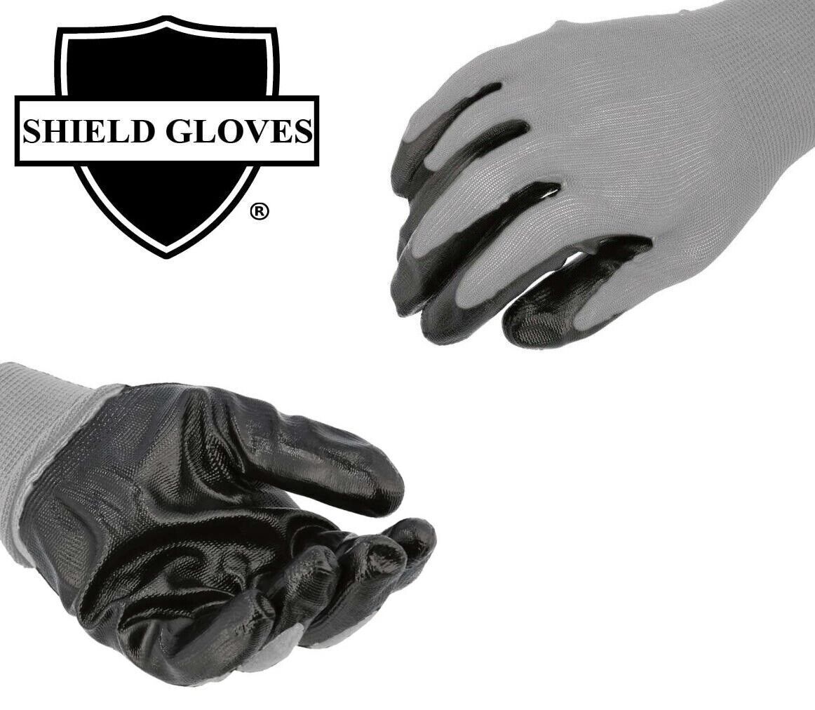 12-24 Black Nitrile Coated Plam Nylon Industrial Work Non-Disposable Gloves