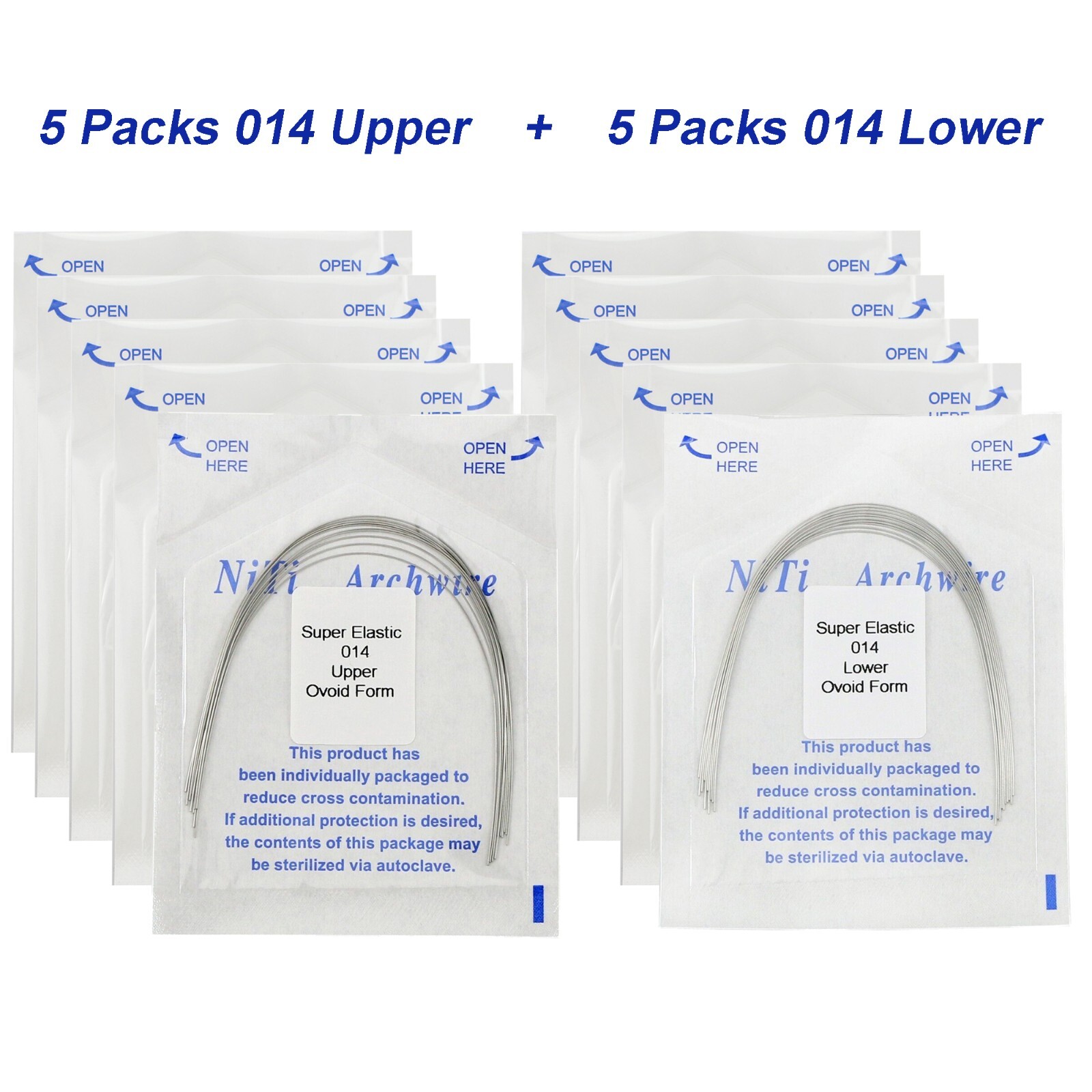 100Pcs Dental Orthodontic Arch Wire Stainless Steel NiTi Ovoid Natural 014 16X22