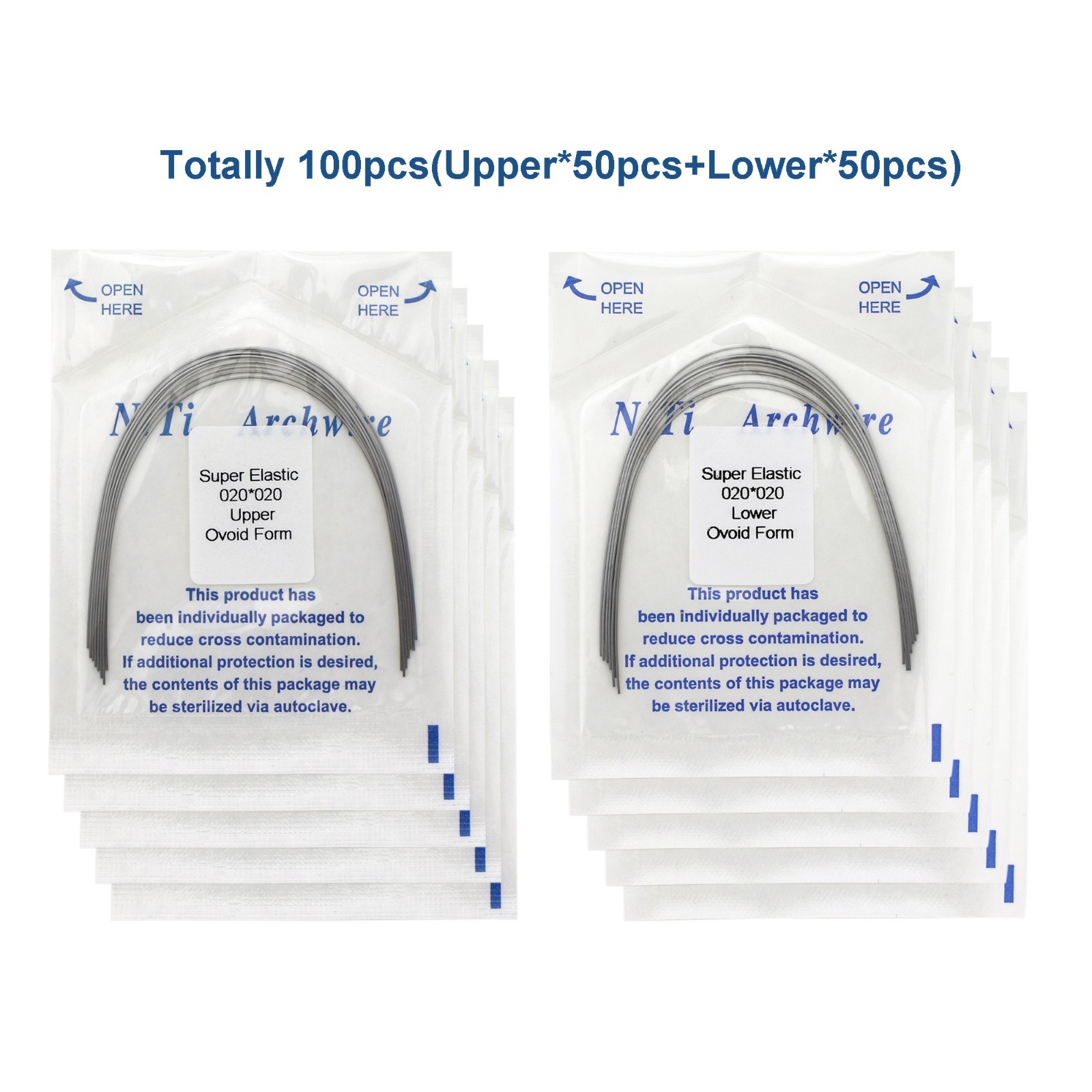 100pcs Dental Orthodontic Arch Wires Niti Stainless Steel Round Rectangular