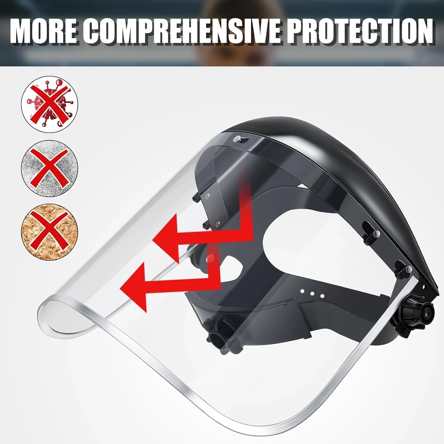 3 Pack Safety Face Mask Shield for Grinding Clear Polyethylene Terephthalate