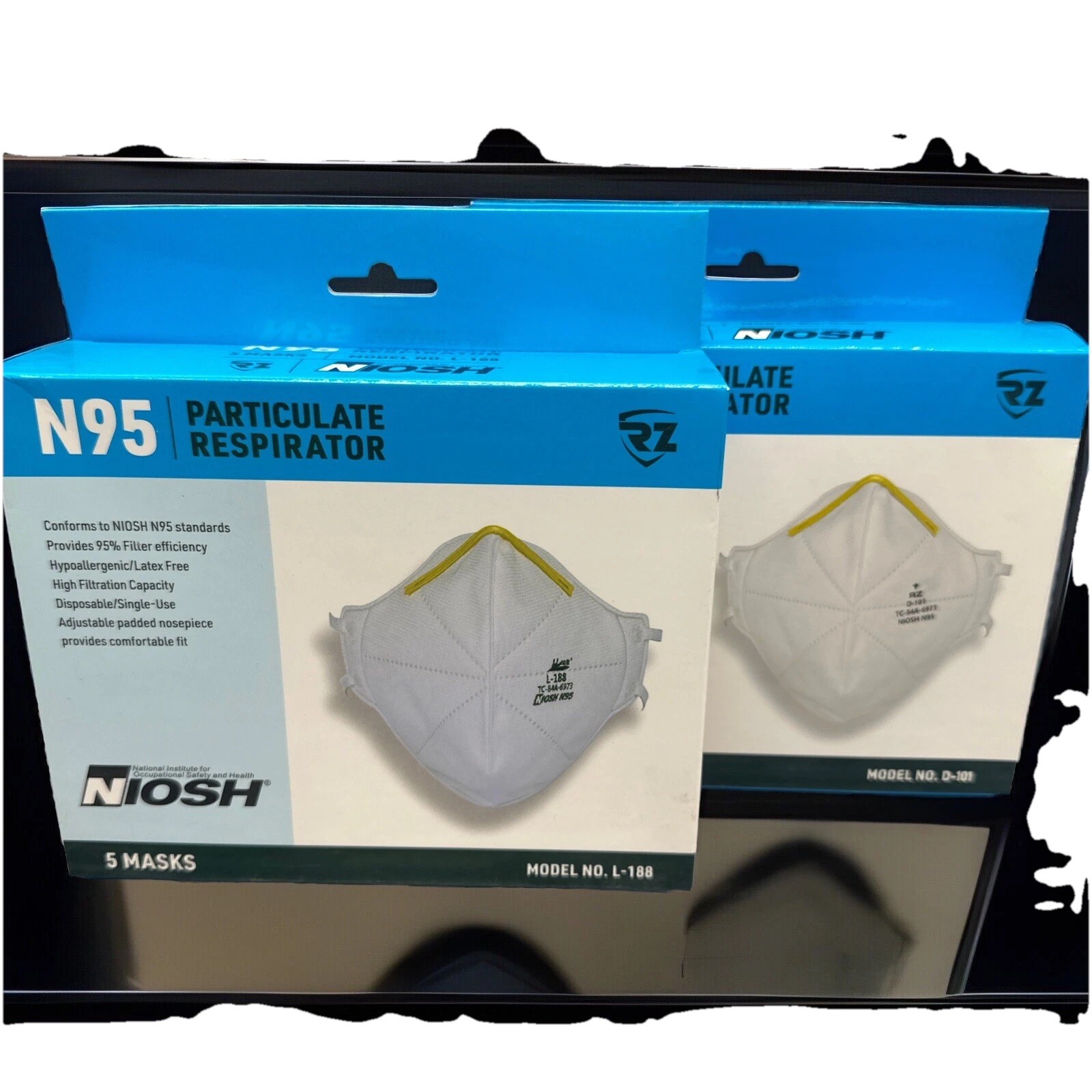 Lot Of 2 Boxes Niosh particulate respirator N 95 masks model number D–101 {116}