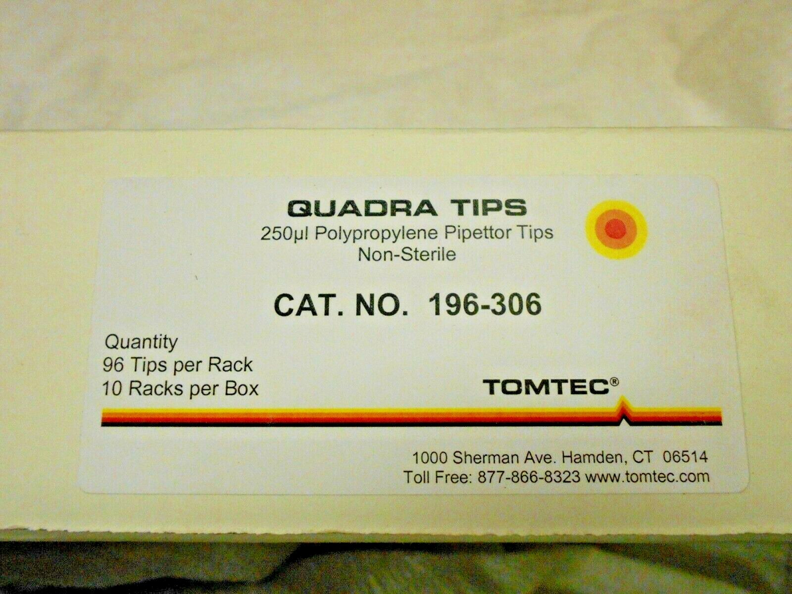 TOMTEC Quadra 250μl Non-Sterile Pipette Tips – Box of 10 Racks #196-306