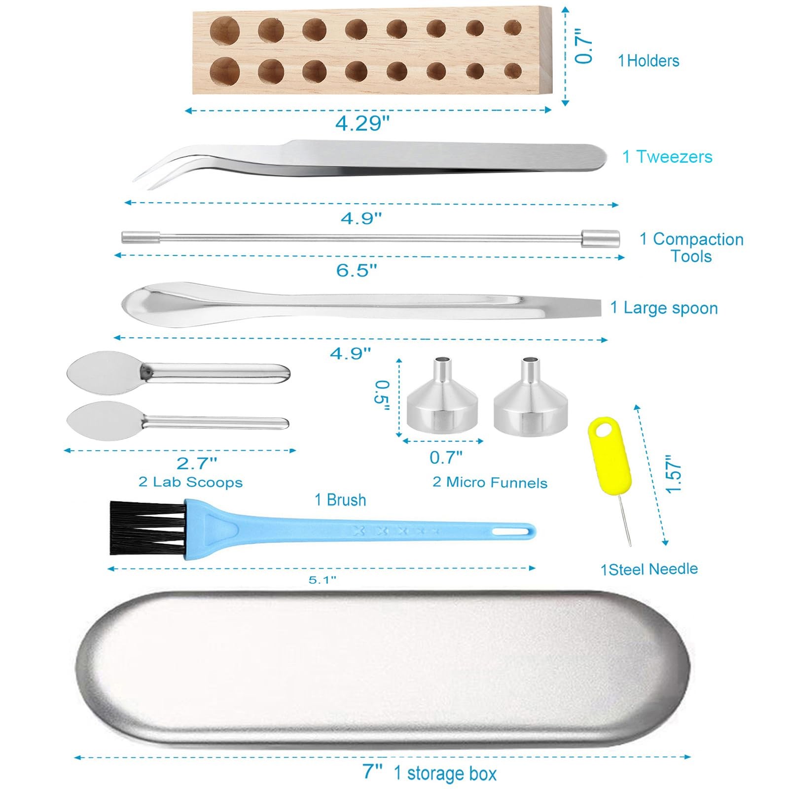 11 Pcs Capsules Filling kit Tray Tools Lab Short Stem Funnels, Making Holder…