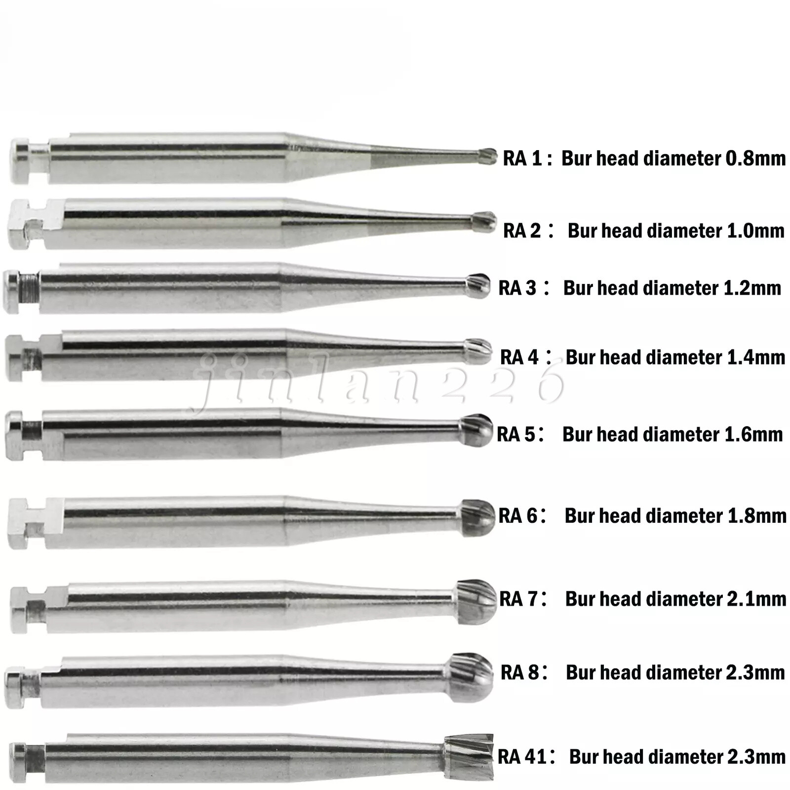 Dental Round Carbide Bur for Slow Speed Latch Type Handpiece RA 1# – 8# Burs VIP