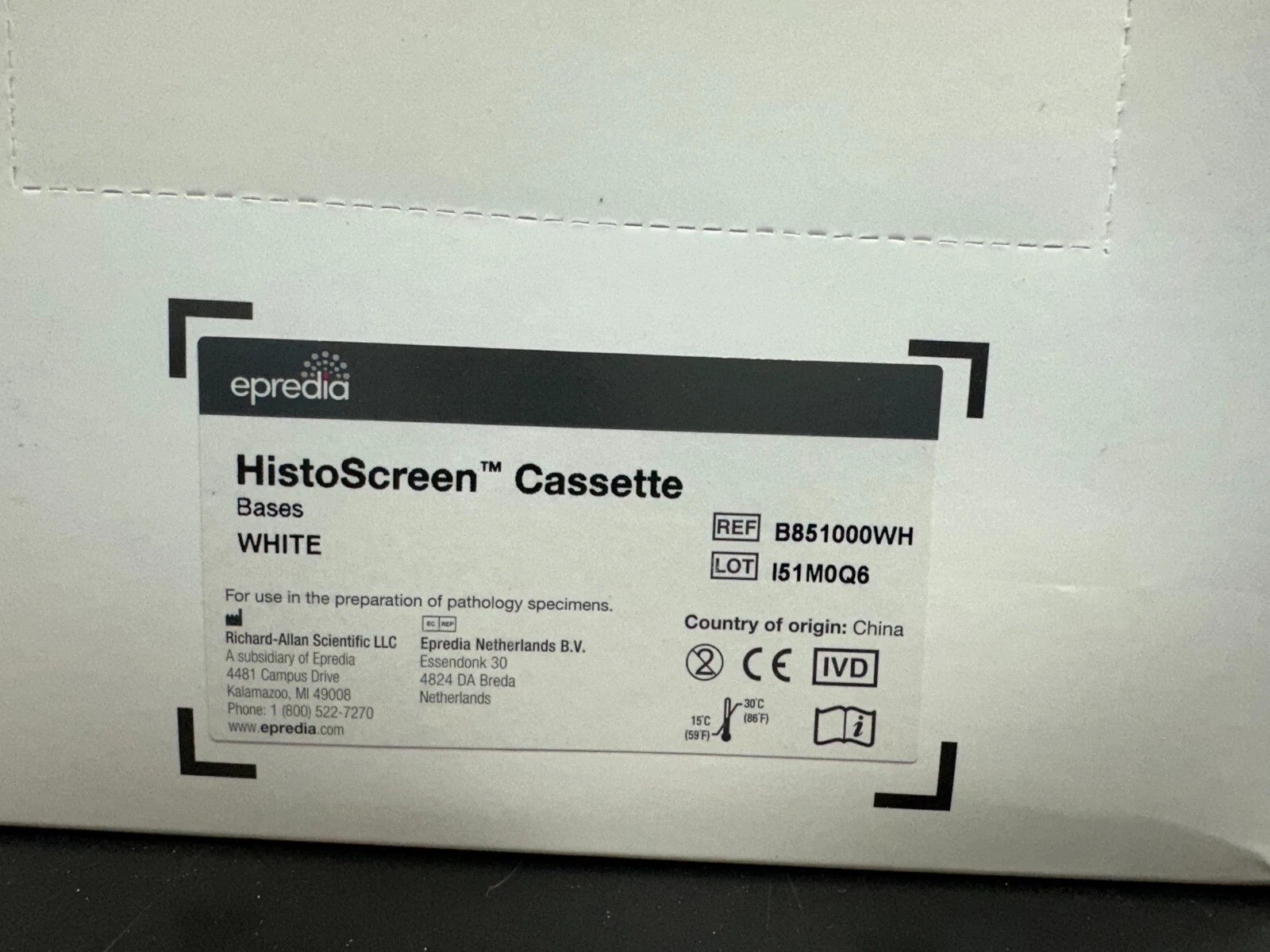Epredia REF B851000WH HistoScreen White Cassette Lot of 3 Packs