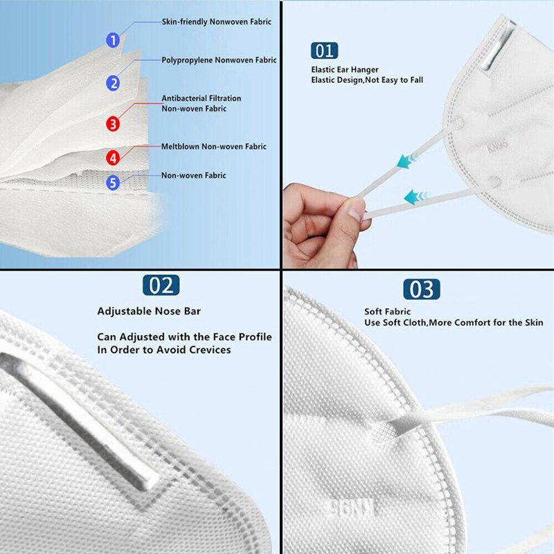 [10PC] KN95 Protective Face Mask Disposable Mouth Cover PM2.5 Respirator Safety