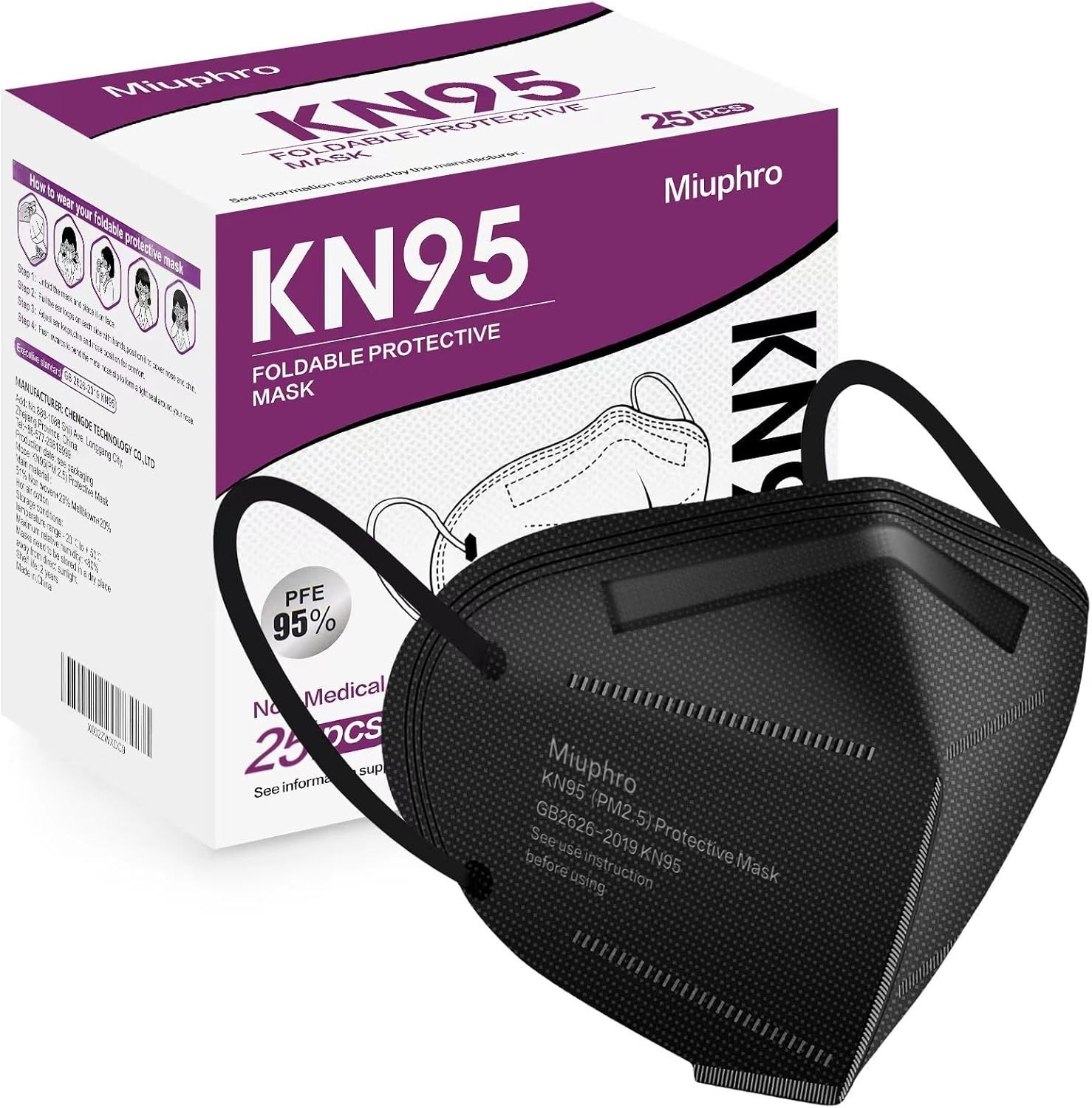 N95 Mask Black MADE in USA Particulate Respirator Protective Face Mask (10-Pa…