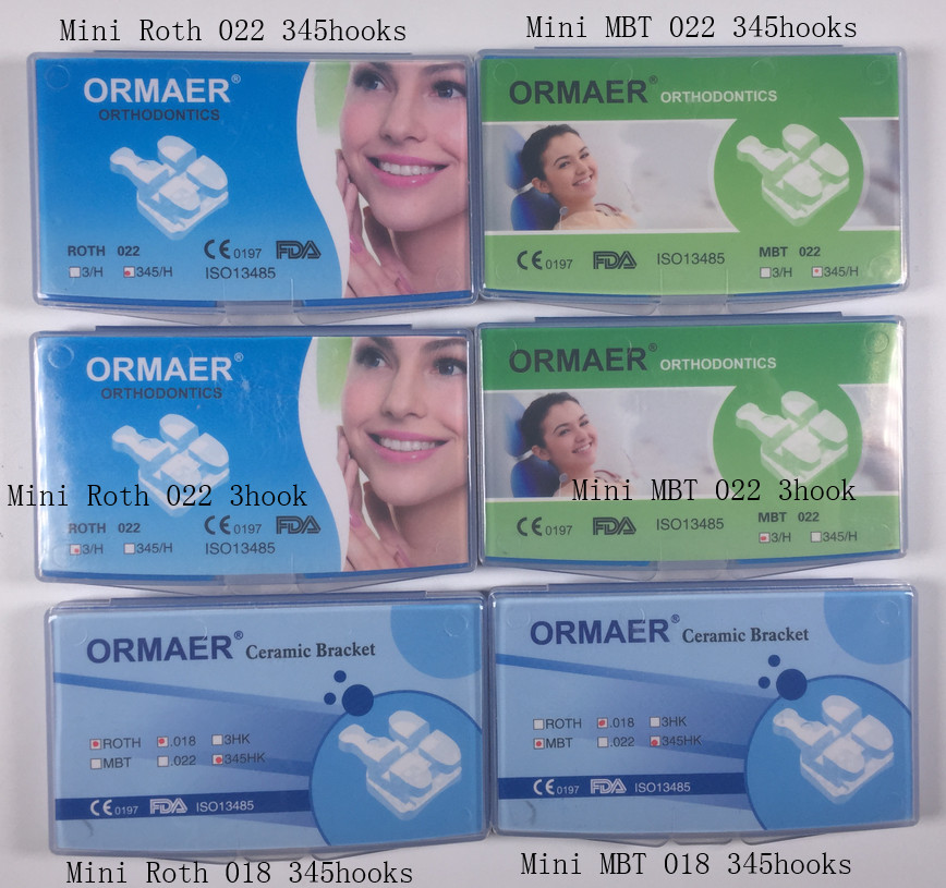 Dental ORMAER New Ceramic Brackets Mini Roth MBT 022/018 Slot Suit 3M Bracket
