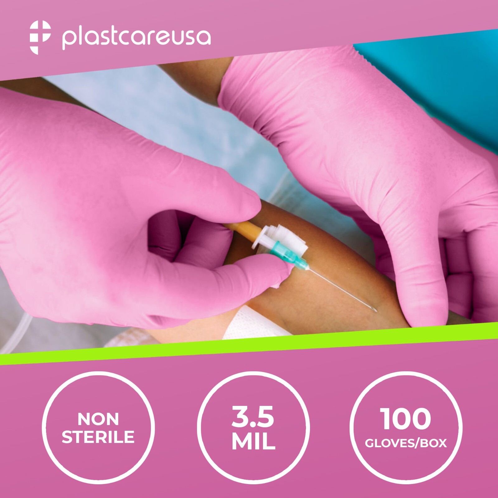 1000 Large L Nitrile Exam Disposable Pink Gloves, Latex & Powder Free, Medical