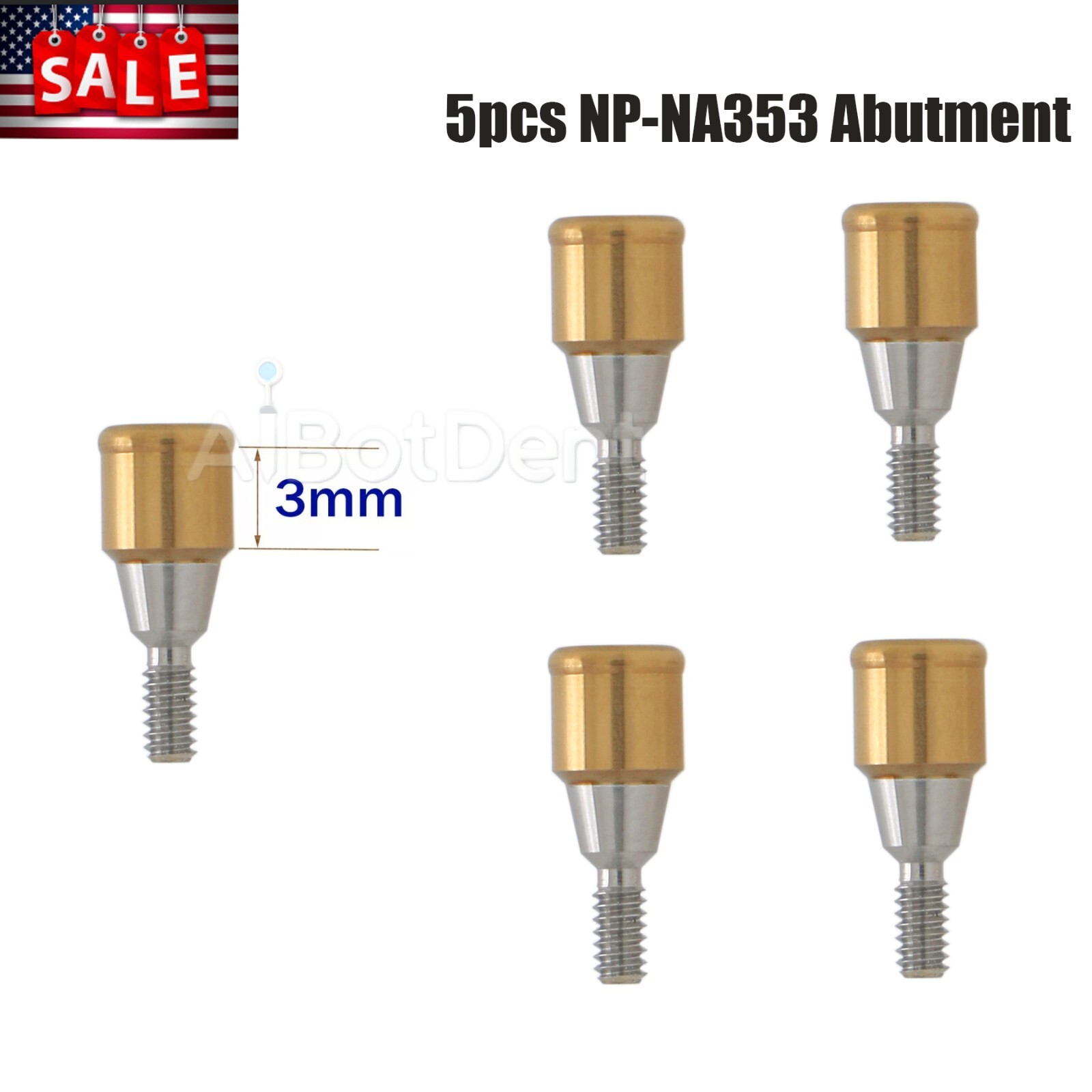 US Dental Nobel NP-NA353 Implant Attachment Abutment Male Caps Kit 3.0mm PEEK