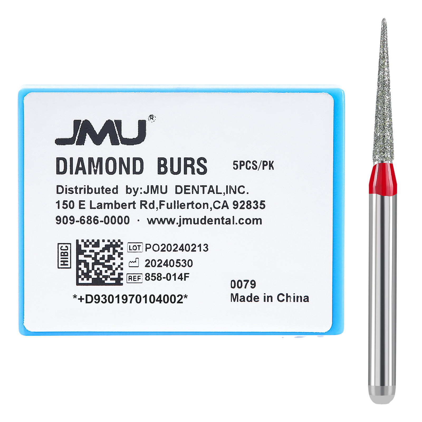 JMU Dental FG Burs Needle Shape Diamond Burs Fine Grit/Extra Fine 5pcs/pk
