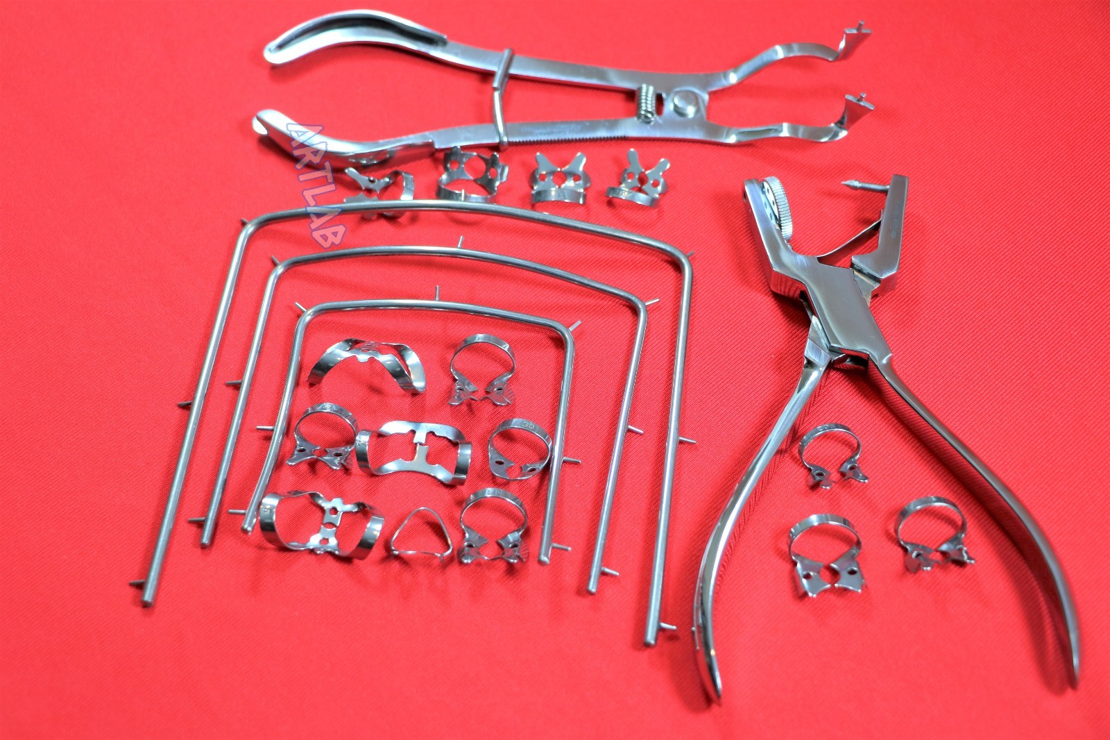 20PCS SET HIGH GRADE RUBBER DAM CLAMPS + FRAMES + PUNCH PLIERS + CLAMP FORCEPS