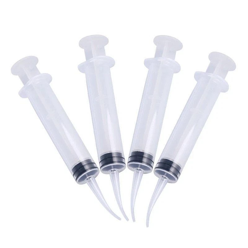 Dental Lab Disposable Plastic Curved Irrigation Syringes Measurement Tips 12ml
