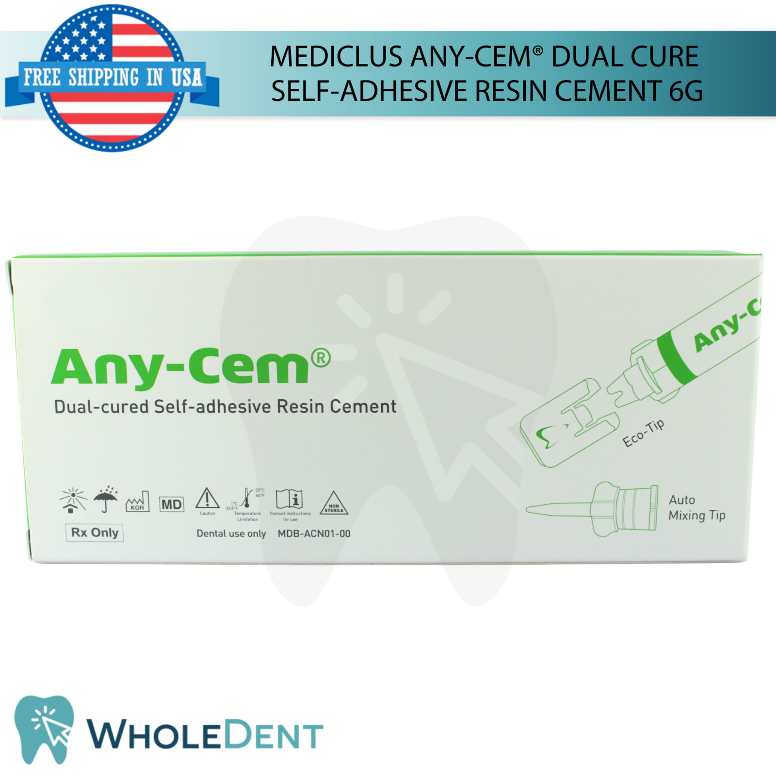 Any-Cem® Self Adhesive Resin Cement Syringe 6g Dual Cure Dental Restoration