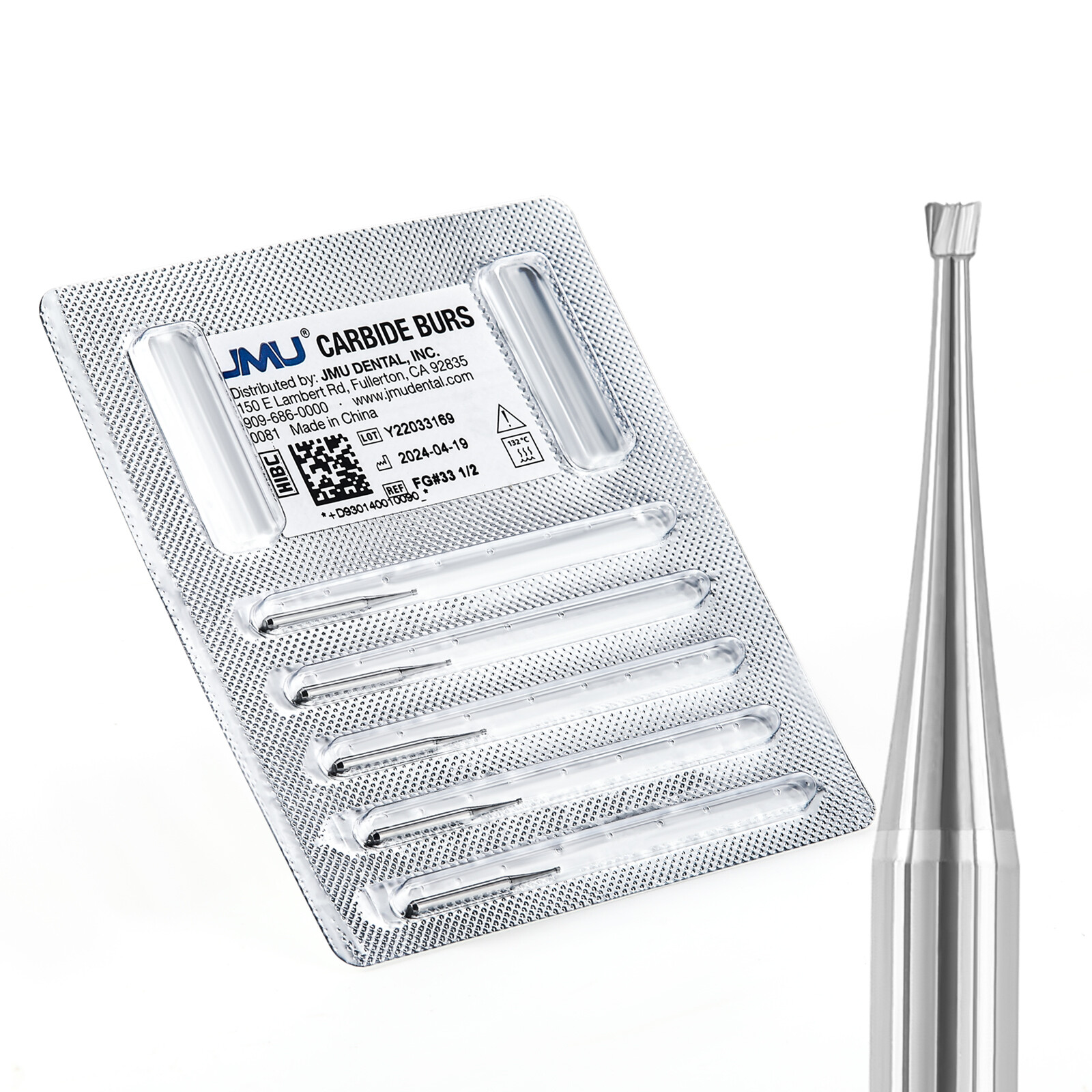 JMU Dental Inverted Cone Carbide Burs 19MM 25MM Friction Grip FG #33 1/2 34 36