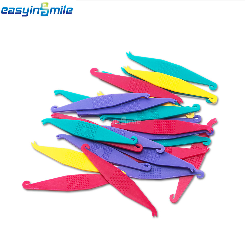 100X Orthodontic Elastic Placer for Braces–Elastic Rubber Band Placers MixColor