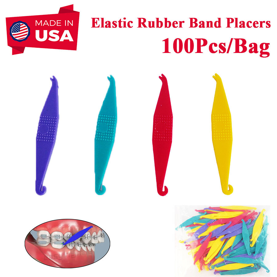 100Pcs Disposable Dental Orthodontic Elastic Placer Rubber Band Hook for Braces