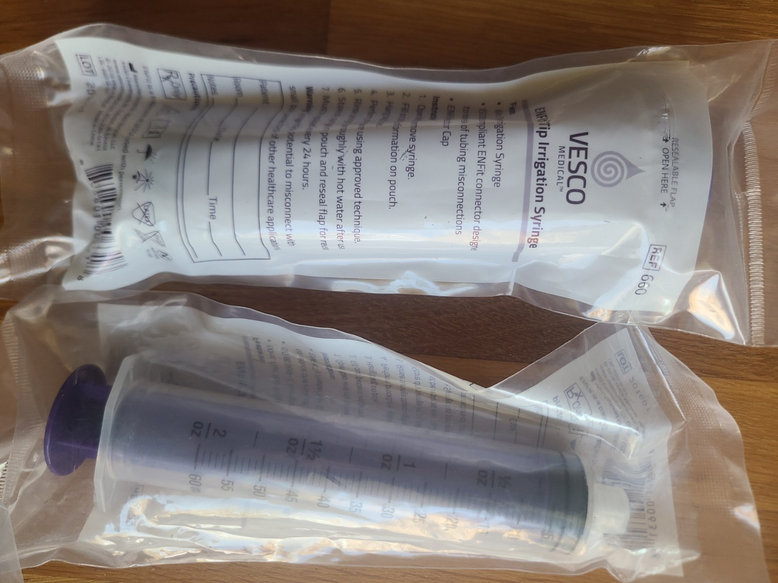 Vesco Medical 60mL ENFit Tip Syringes- Pack of 5 and 1 BD 60ml