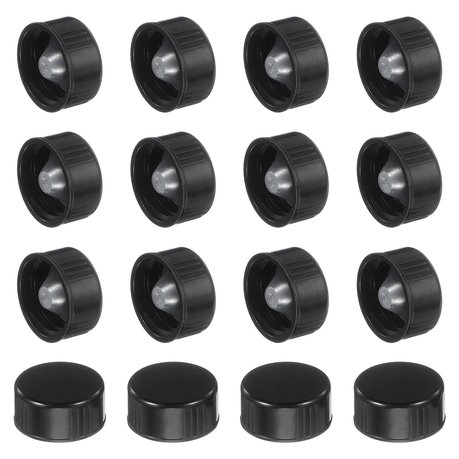 uxcell 16 Pcs Phenolic Resin Cover, 22mm Poly Seal Screw Caps 22mm, black