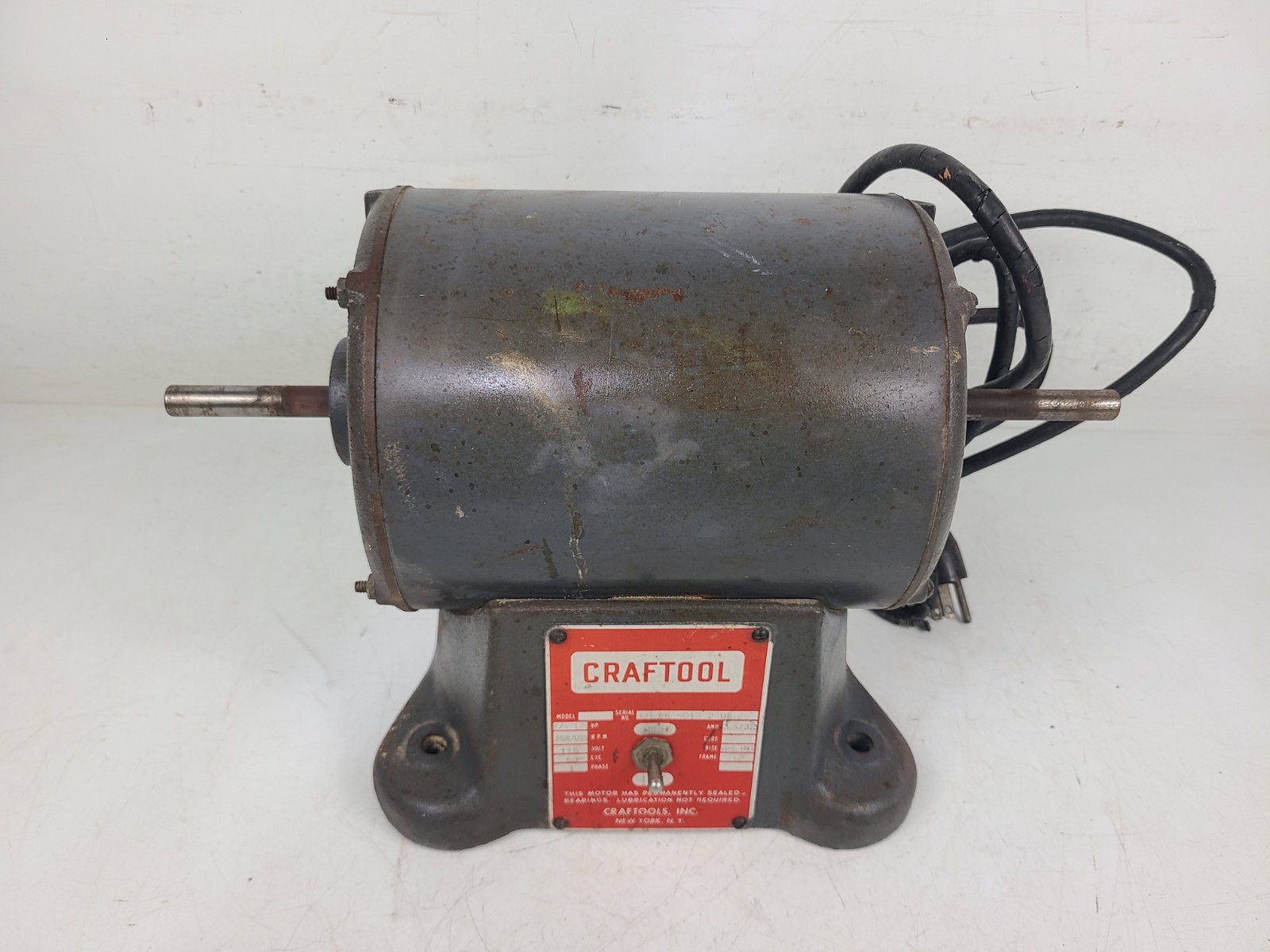 Craftool Dental Lab Polishing Motor Bench Lathe 1/4-1/6 HP (TESTED)