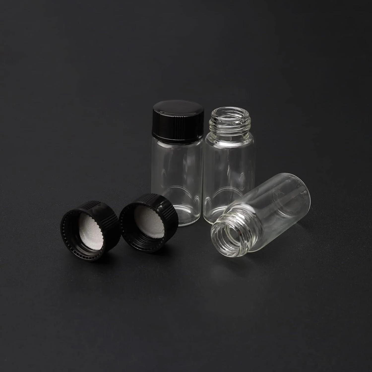 10 Pack 5ml Clear Glass Vials with Screw Caps, Small Refillable Sample Bottle..