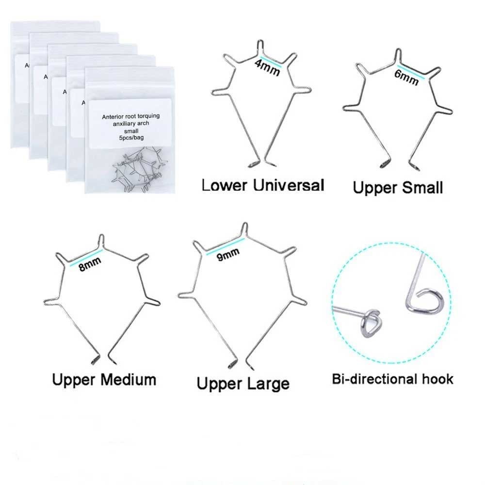 Dental Orthodontic Anterior Root Torquing Auxiliary Arch 5Pcs/Pack All Size