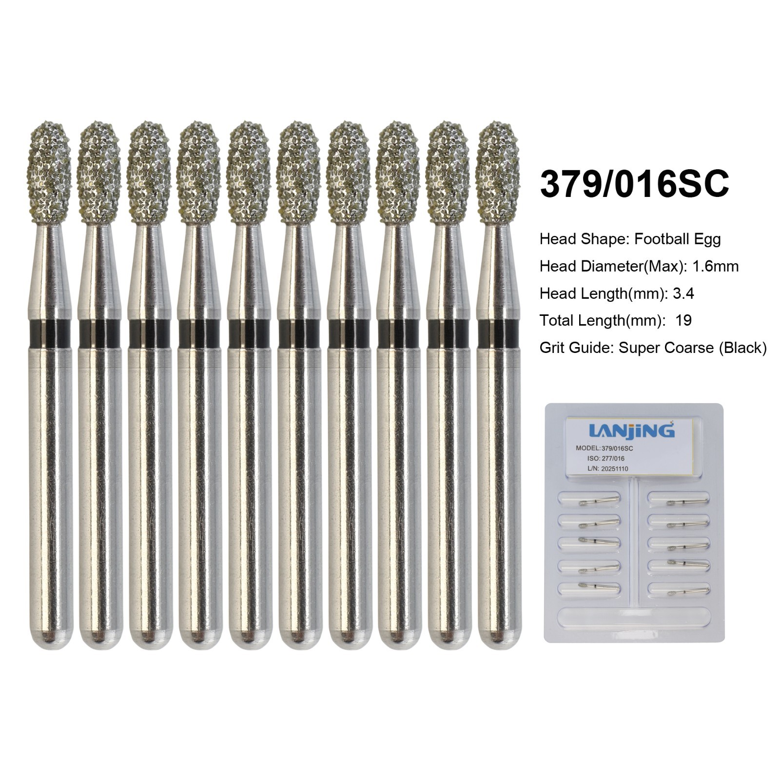 Dental Round Diamond Bur FG Pear Round End Taper Football Egg Barrel High Speed