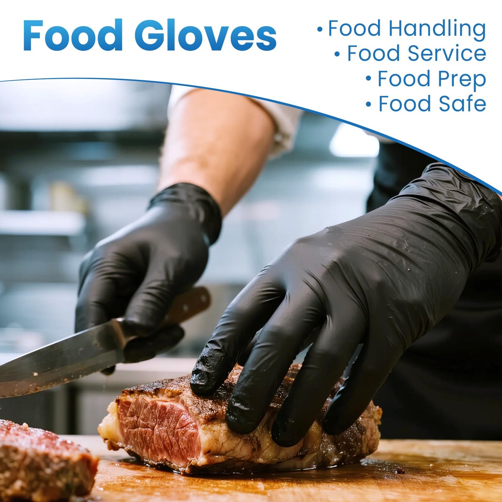 Borje Nitrile Gloves Large, 100 Count Disposable Gloves, Black, Black