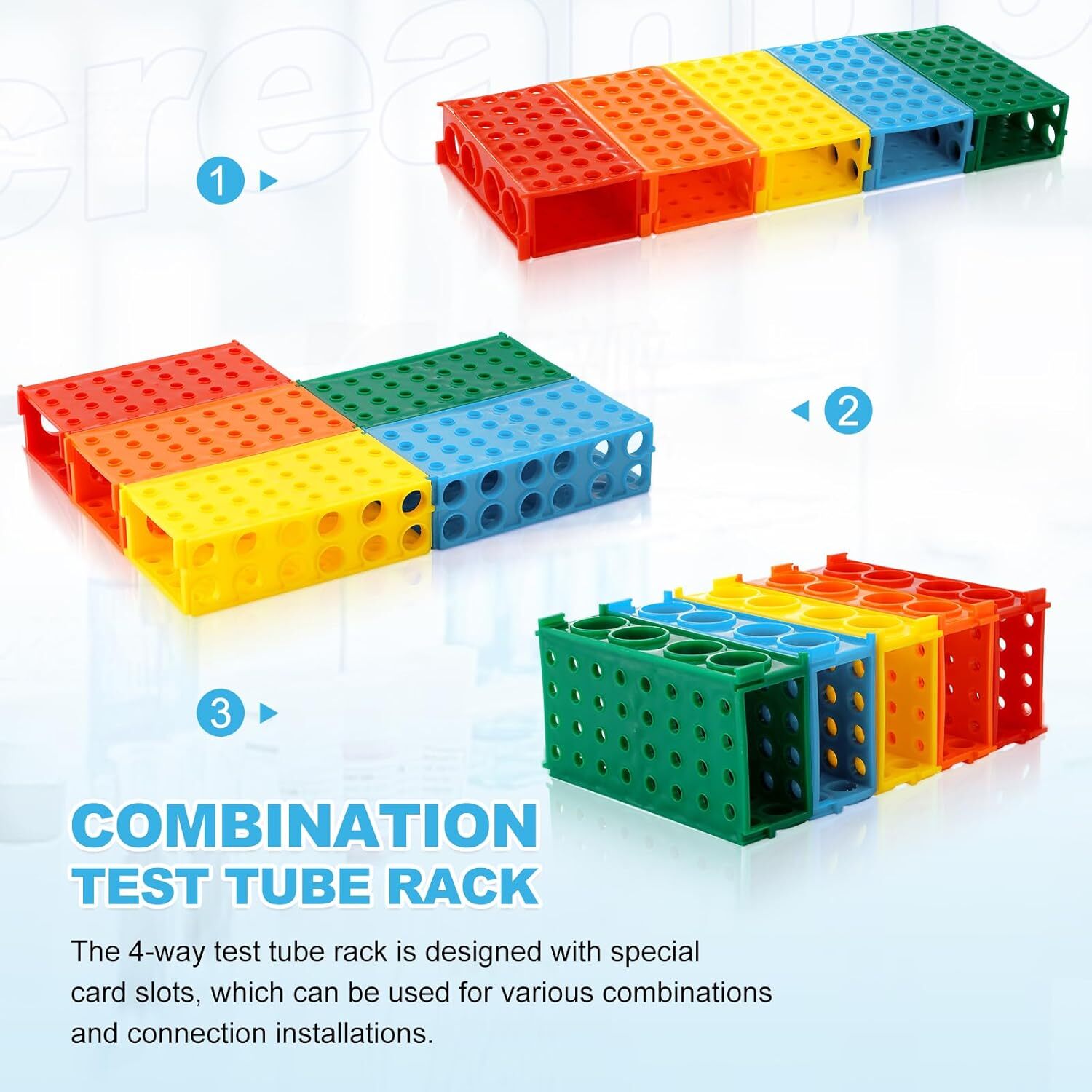 5x 4 Way Plastic Tube Rack Colorful Lab Tube Racks Holder for Lab Scientific USA