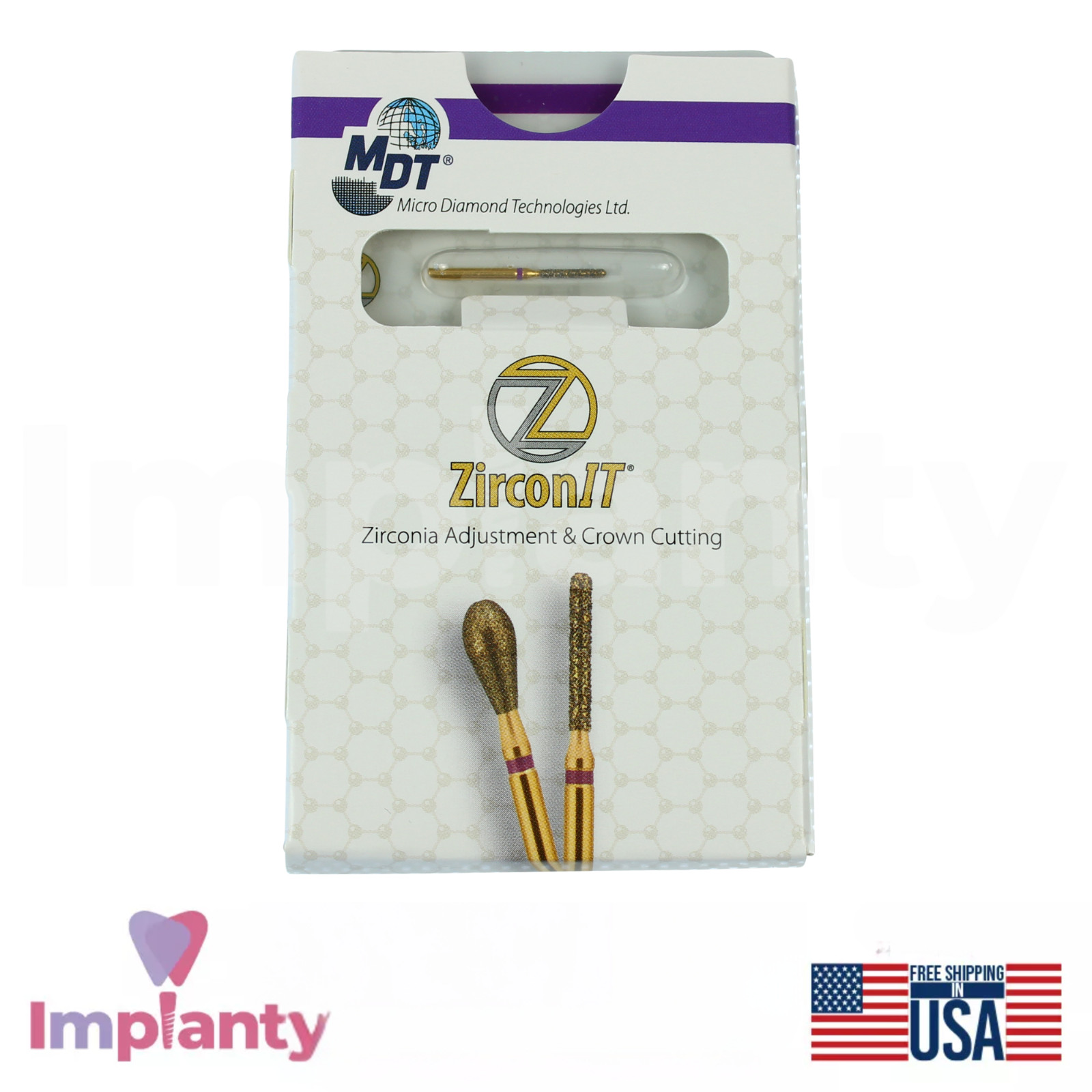 MDT Round End Cylinder FG ZirconIT ZRT Dental Diamond Burs Z141 Crown Removal