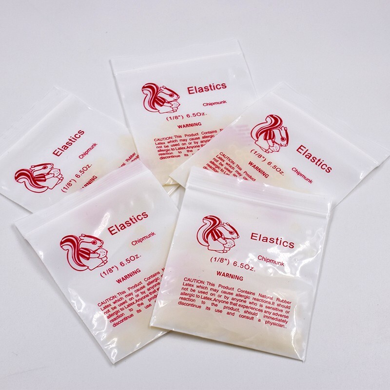 1/8” Dental 6.5 Oz Chipmunk Rings Orthodontic Elastics Rubber Band Brace 100Pcs