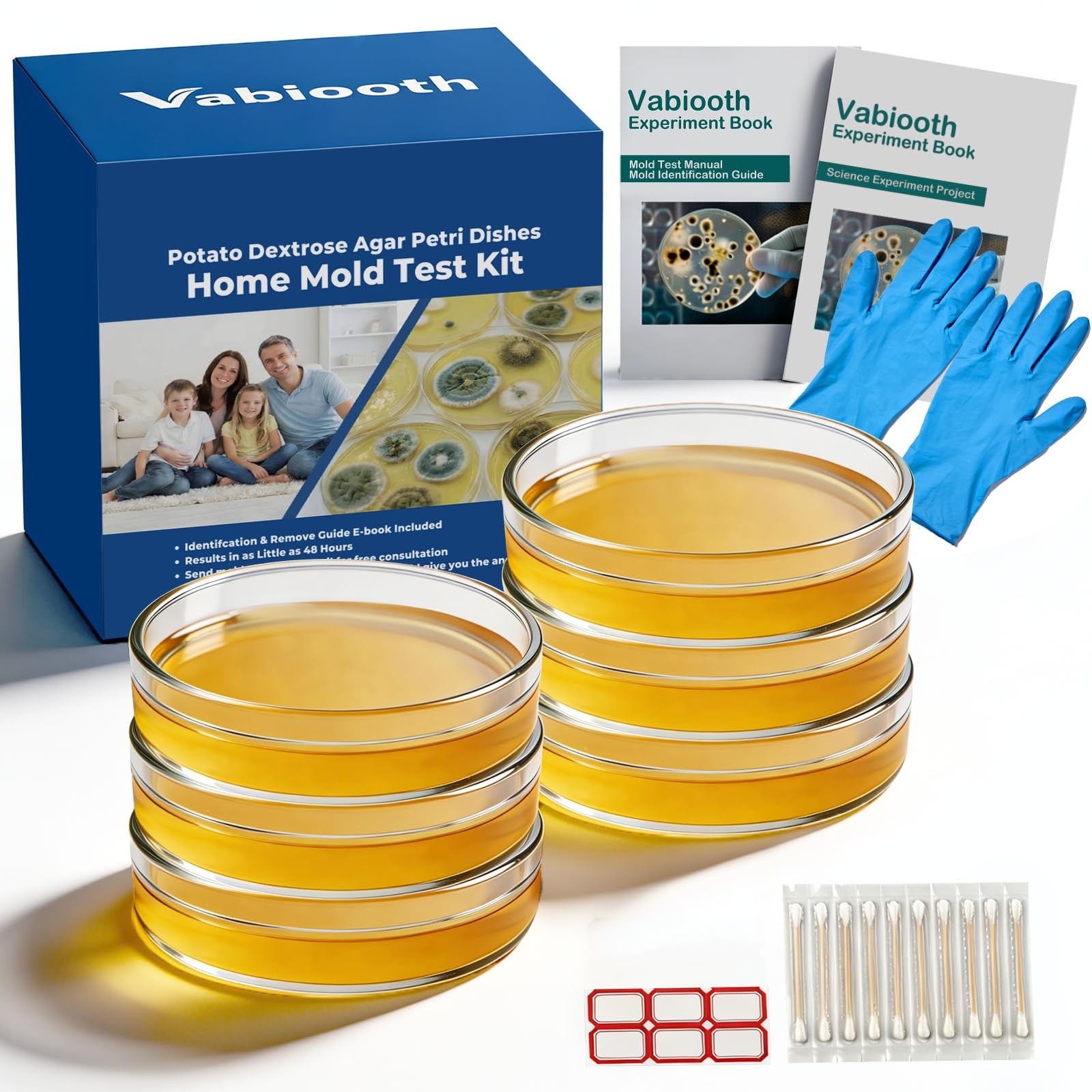 6 Packs Agar Petri Dishes Home Mold Test Kit, Science Project 90mm –