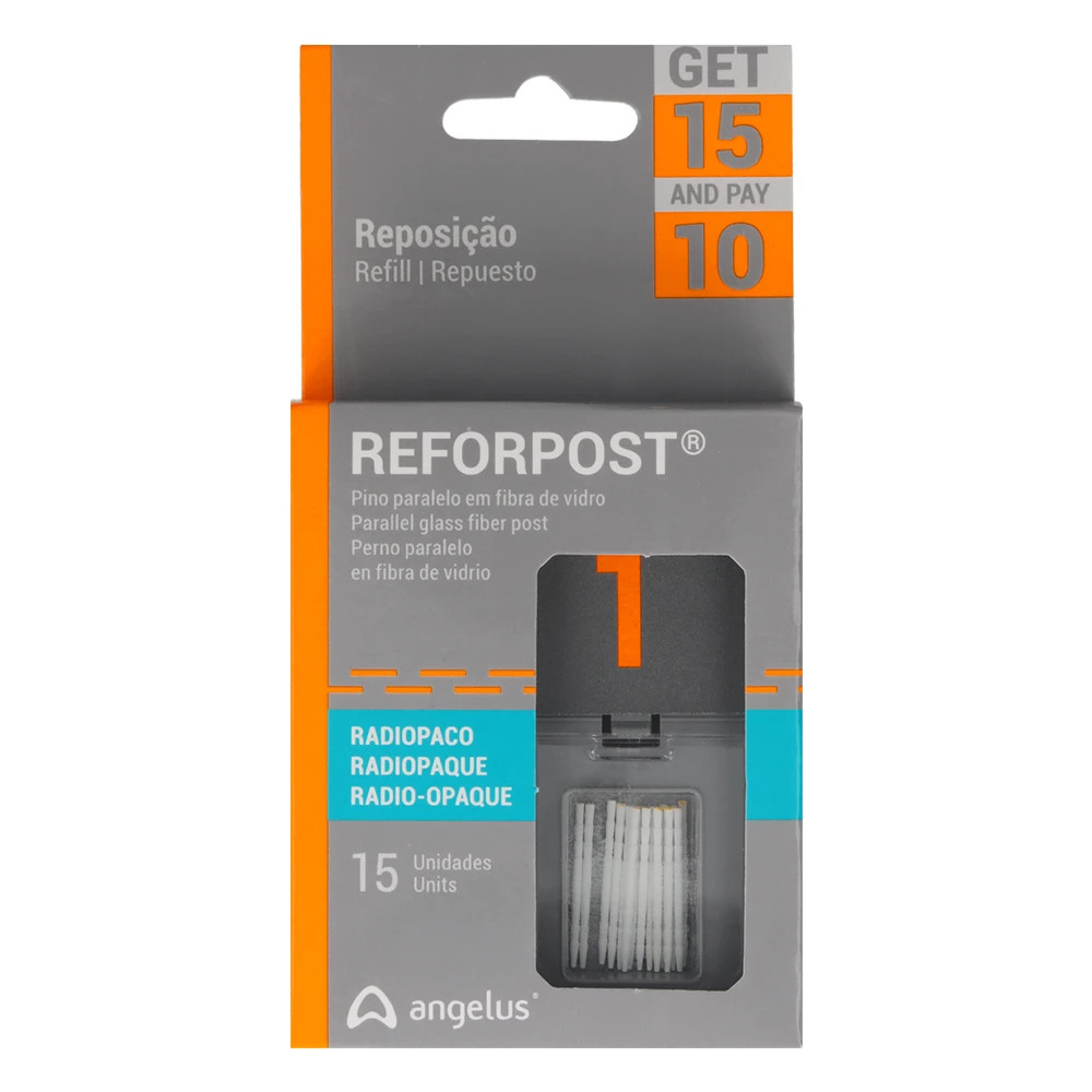 Angelus Dental Reforpost Size 1 Dental Fiber Glass X Ray Fiber Post Pack of 15