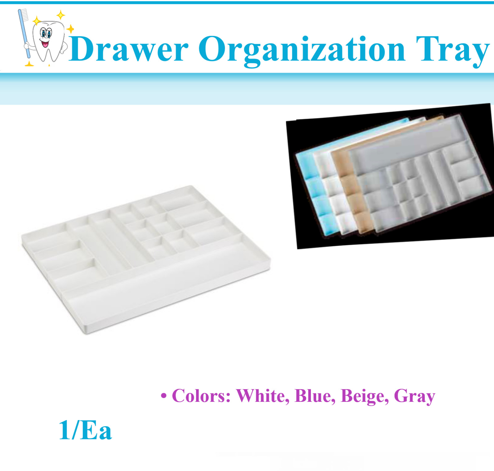 Dental Instruments Supplies Drawer Organization Tray Storage 16″W x 12-3″ ⁄ 16D