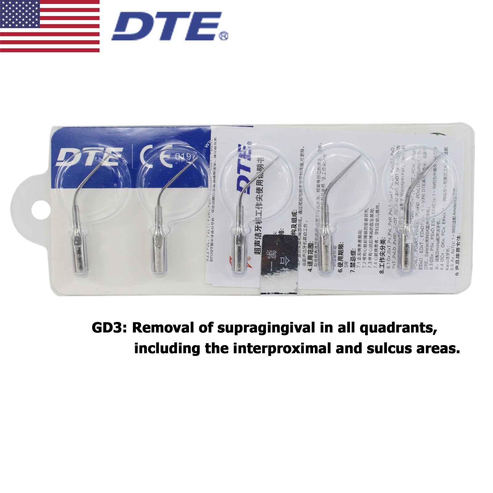 Dental Ultrasonic Piezo Scaler Scaling LED Handpiece Tips SATELEC ACTEON GD1 PD1