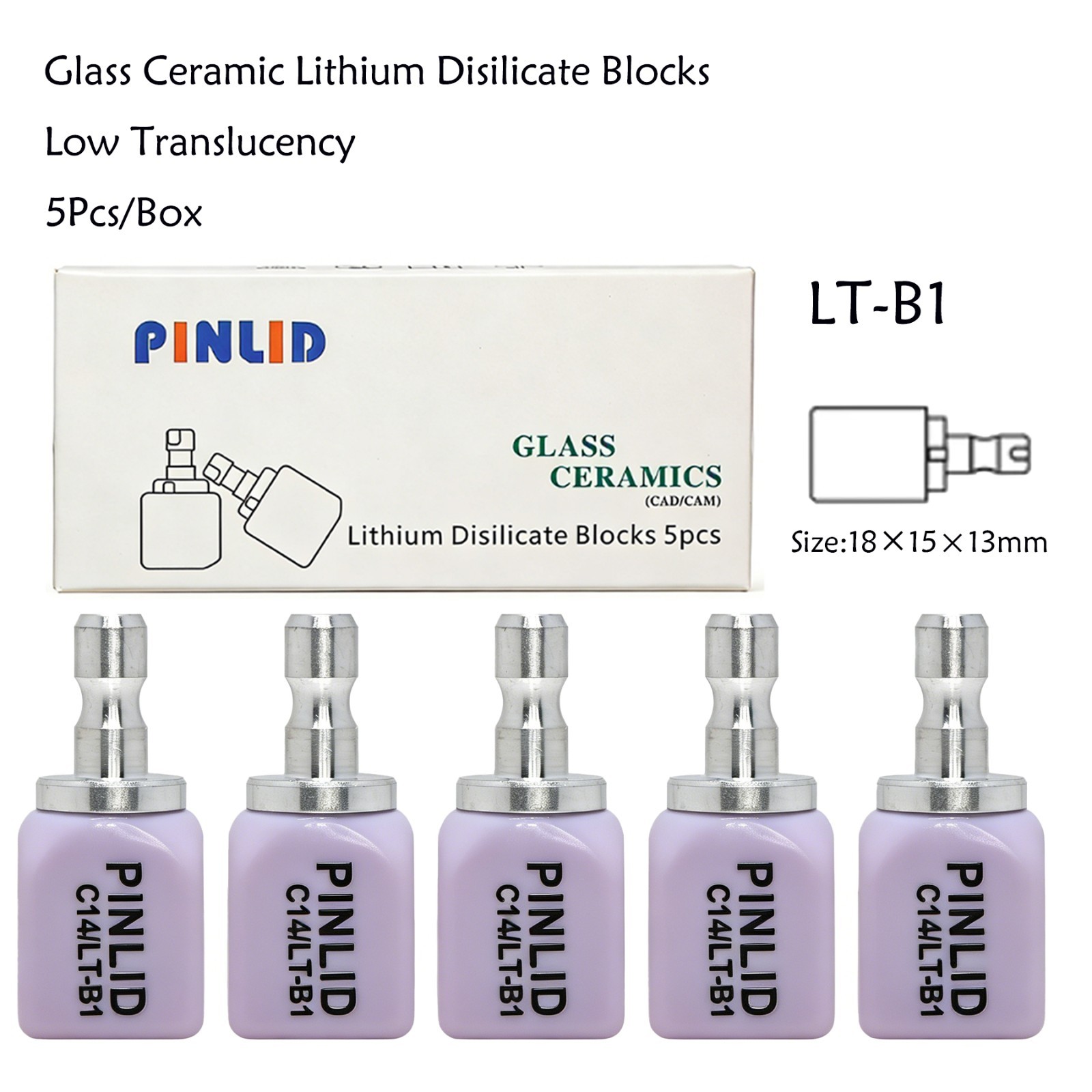 US C14 Emax Dental Glass Ceramic LT Lithium Dislicate CAD/CAM Cerec Blocks 5PCS
