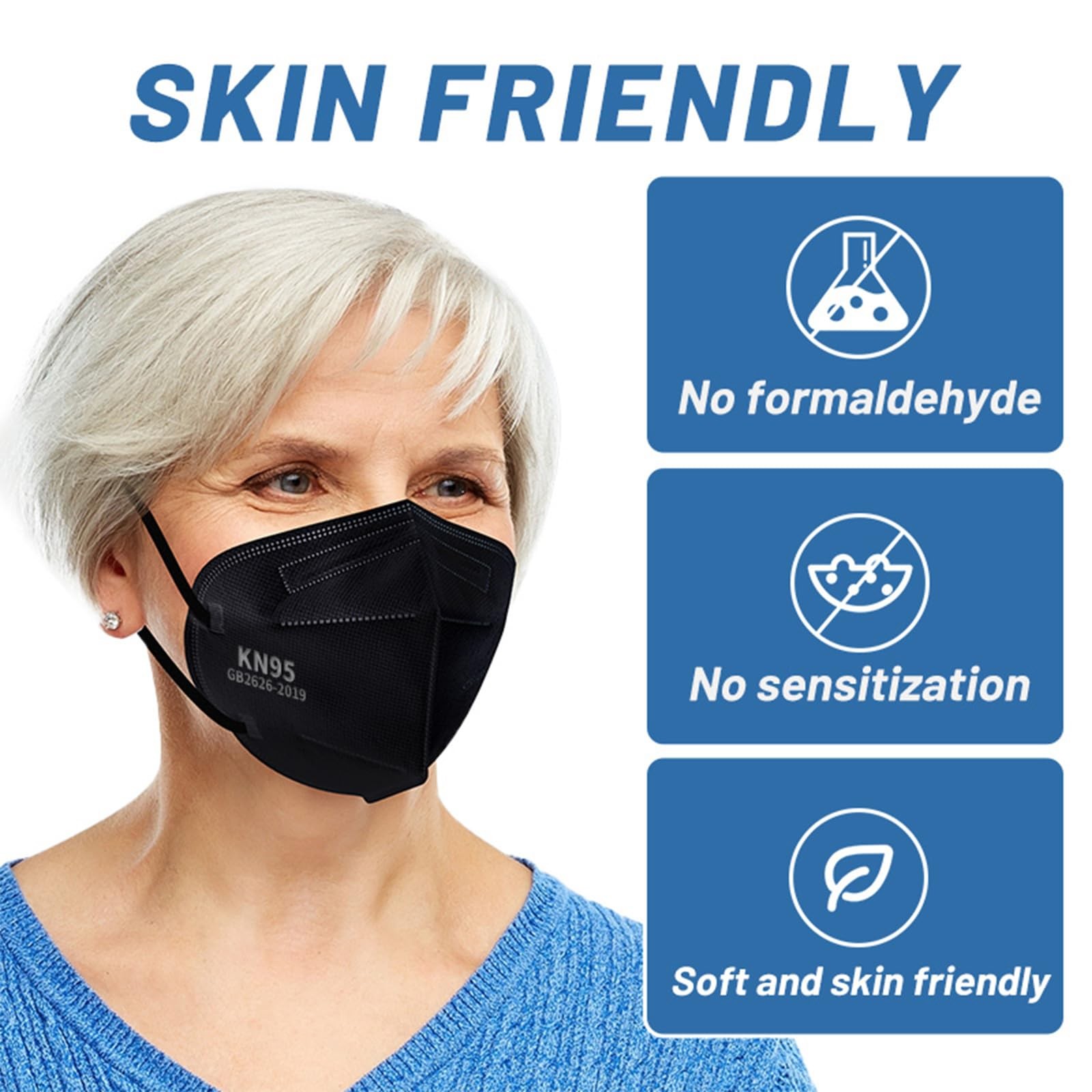 KN95 Face Mask Disposable Adults – 100 Pack 5 1 Count (Pack of 100), Black