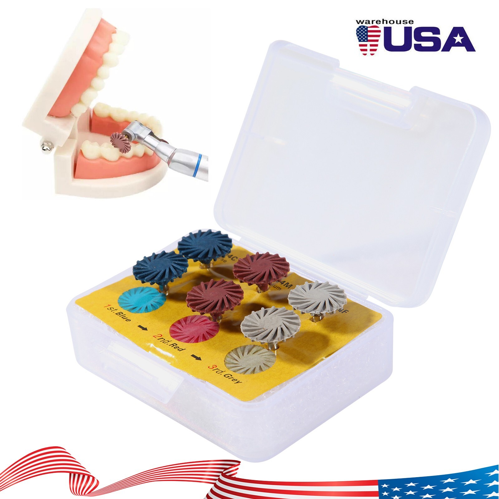 Dental Composite Polishing Kit Diamond RA Polisher Burs For Contra Angle 2.35mm