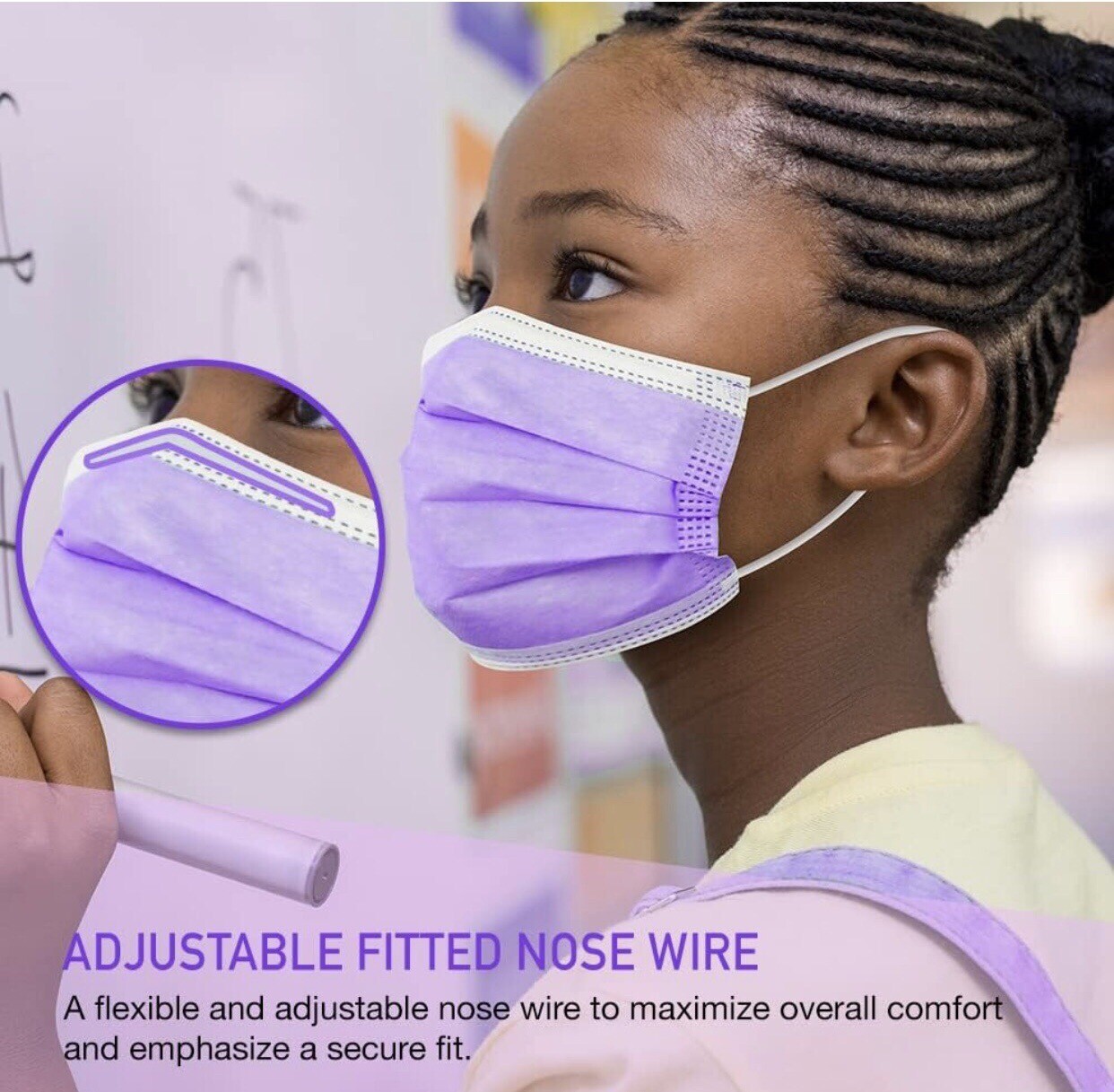 [50 Pcs]For Kids Children Black 3-Ply Disposable Face Mask Earloop Mouth Cover