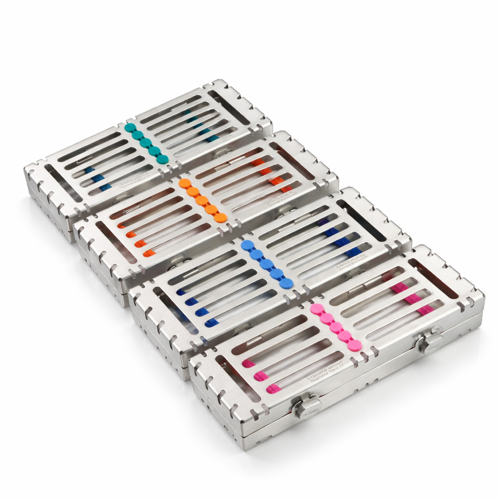 DETACHABLE STERILIZATION CASSETTE WITH DOUBLE BUTTONS 5 SLOT GERMAN GRADE