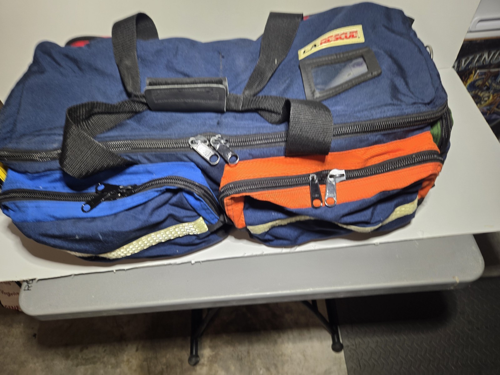 L.A. Rescue EMS/Trauma First Aid Gear Bag Blue w/ Red/Orange Trim, Multi Zip
