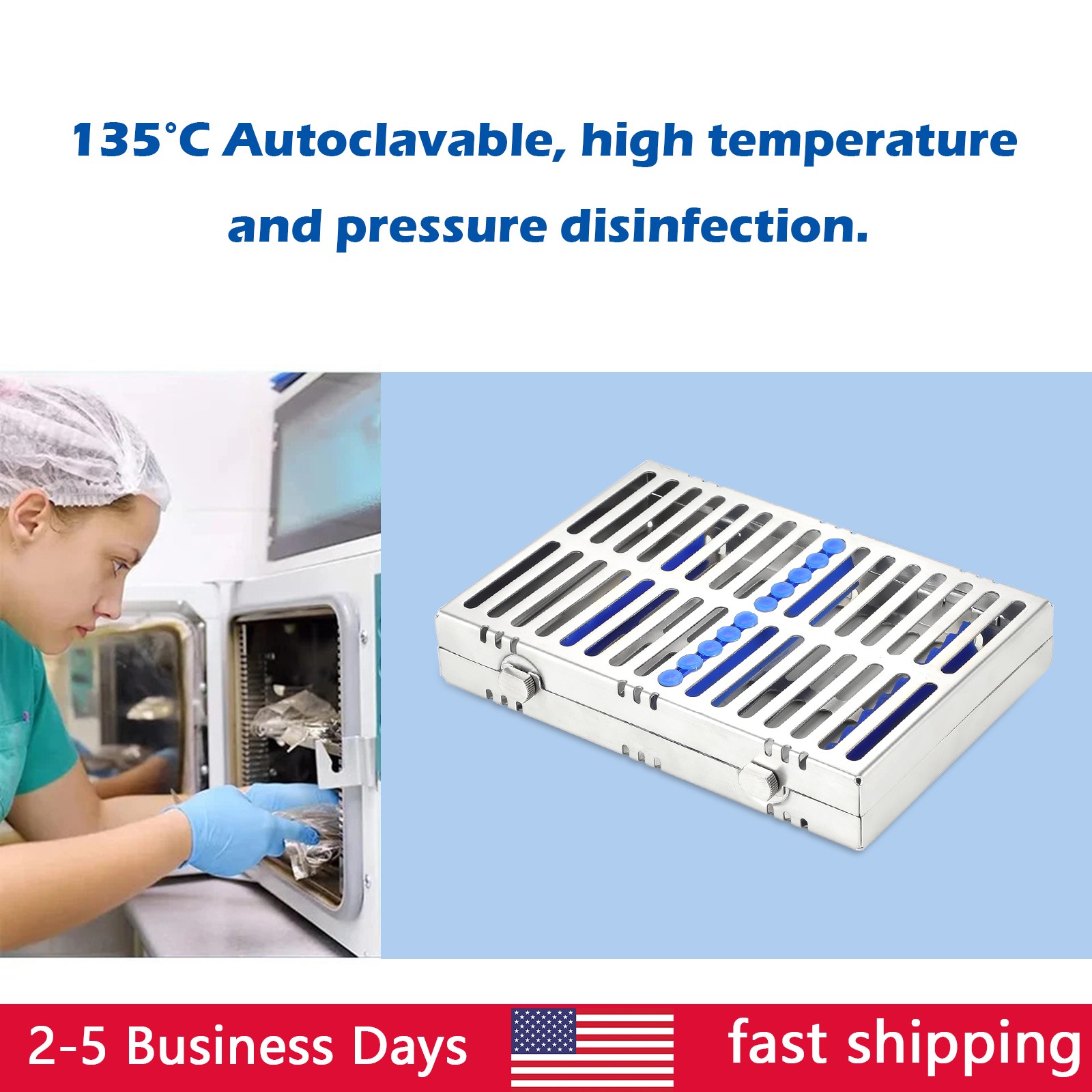 Dental Autoclave Sterilization Cassette Rack Box Tray For 10 Instrument