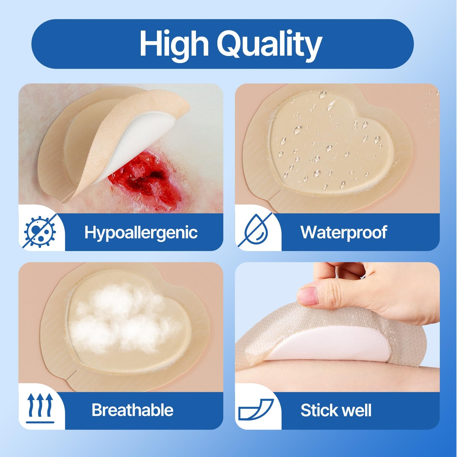 Sacral Foam Dressing 7.1″ x 8″ (10 Count), Sacrum Silicone 7″ x PCS)