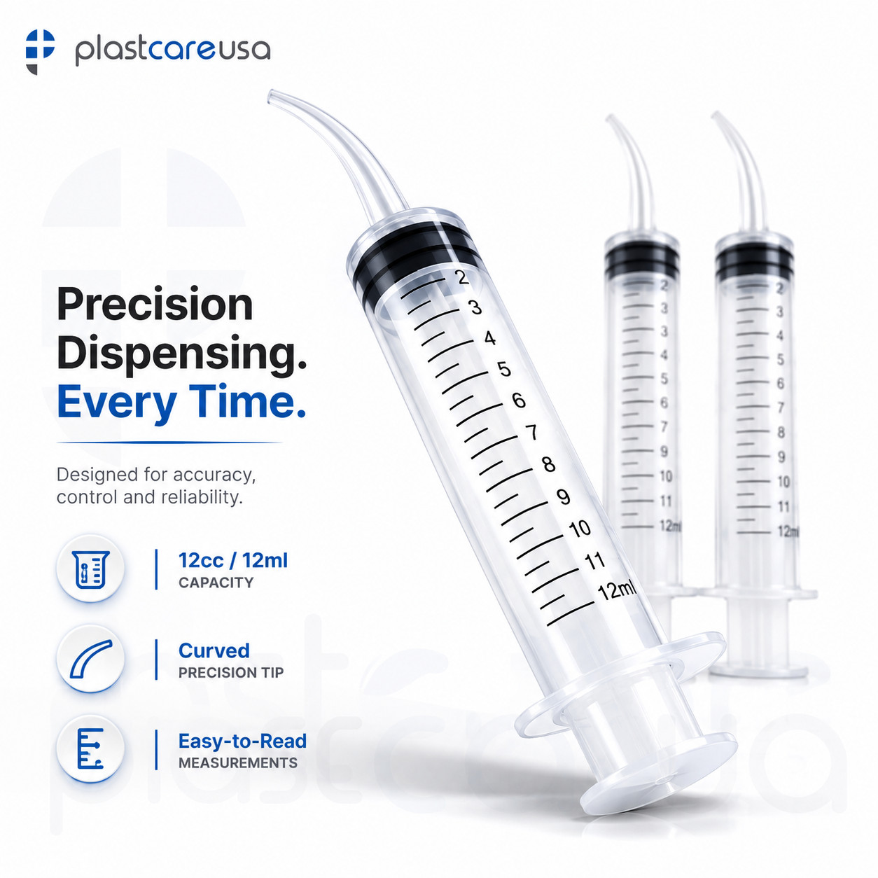 Curved Tip 12cc Oral Irrigation Syringes Disposable Dental Utility (Choose Qty)